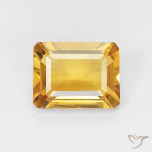 1.49ct 자연스러운 미디엄 골드 황수정, 에메랄드 컷, VVS-VS