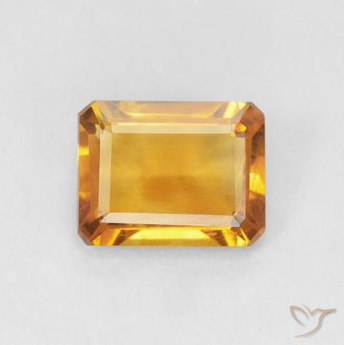 1.23ct 자연스러운 Medium Light Orange-Gold 황수정, 에메랄드 컷, VVS-VS