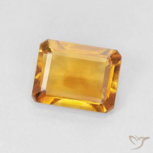 1.23캐럿 천연 Medium Light Orange-Gold 황수정, 옥타곤 / 에메랄드 컷, VVS-VS