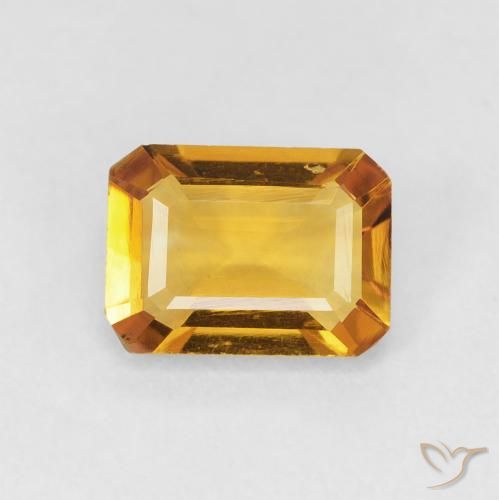 1.23ct 자연스러운 Medium Light Orange-Gold 황수정, 에메랄드 컷, VVS-VS
