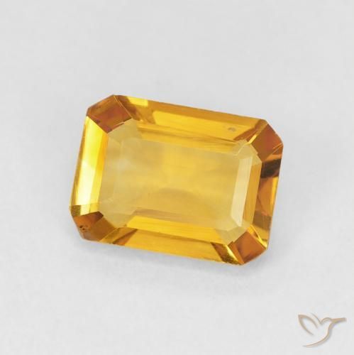 1.23캐럿 천연 Medium Light Orange-Gold 황수정, 옥타곤 / 에메랄드 컷, VVS-VS