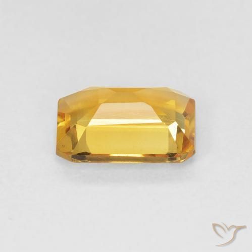 1.23캐럿 천연 Medium Light Orange-Gold 황수정, 옥타곤 / 에메랄드 컷, VVS-VS