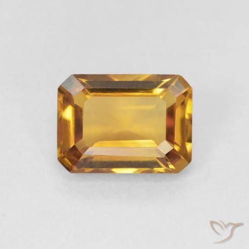 1.39ct 자연스러운 Medium Light-Golden 황수정, 에메랄드 컷, VVS-VS