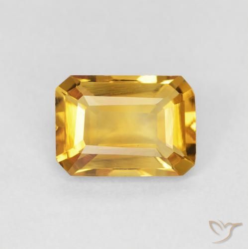 1.27ct 자연스러운 골든 황수정, 에메랄드 컷, VVS-VS