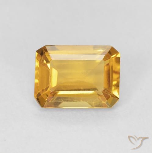1.37ct 자연스러운 오렌지-골드 황수정, 에메랄드 컷, VVS-VS