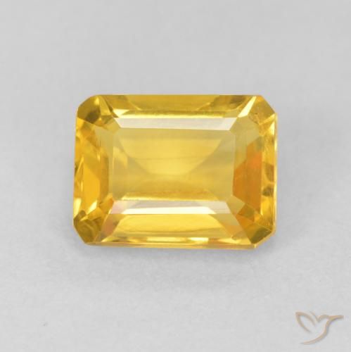 1.67ct 자연스러운 미디엄 골든 황수정, 에메랄드 컷, VVS-VS