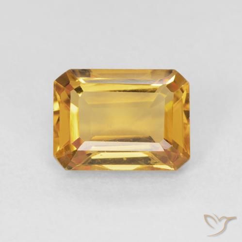 1.56ct 자연스러운 골든 황수정, 에메랄드 컷, VVS