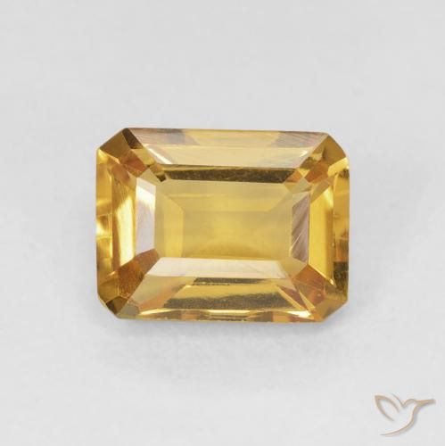 1.57ct 자연스러운 골든 황수정, 에메랄드 컷, VS