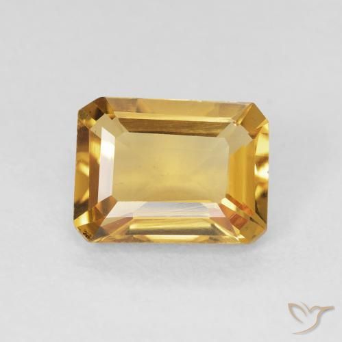 1.42ct 자연스러운 골든 황수정, 에메랄드 컷, VS
