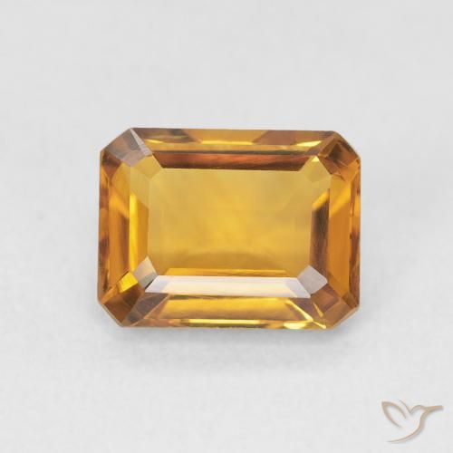 1.52ct 자연스러운 골든 오렌지 황수정, 에메랄드 컷, VVS