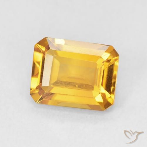 1.65캐럿 천연 Medium Light-Golden 황수정, 옥타곤 / 에메랄드 컷, VVS