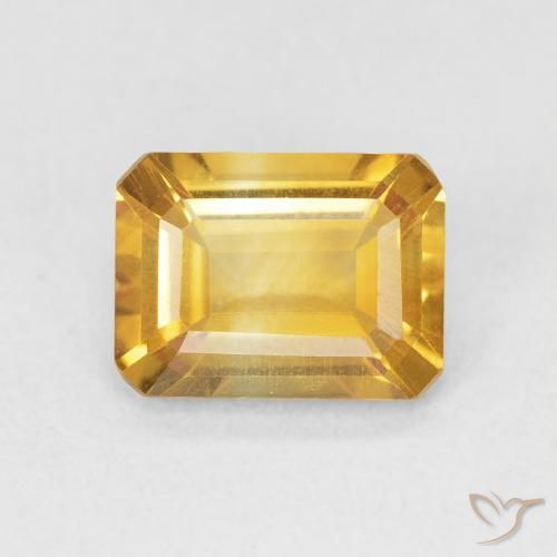 1.43ct 자연스러운 미디엄 골든 황수정, 에메랄드 컷, VVS