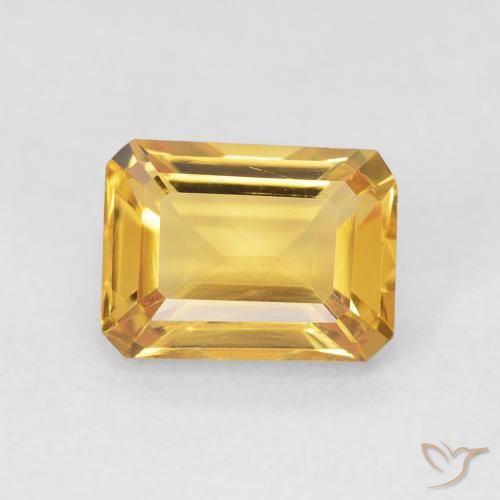 1.61ct 자연스러운 골든 오렌지 황수정, 에메랄드 컷, VVS