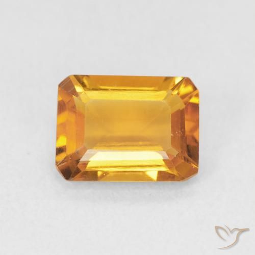 1.26ct 자연스러운 미디엄 골든 황수정, 에메랄드 컷, VVS
