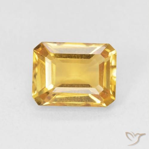 1.57ct 자연스러운 골든 오렌지 황수정, 에메랄드 컷, VVS