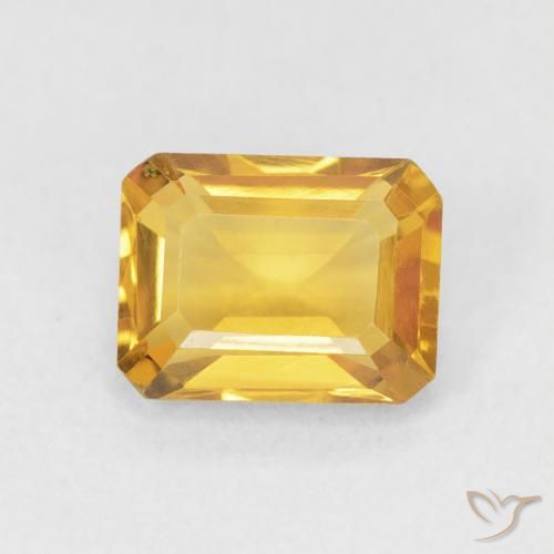 1.52ct 자연스러운 골든 오렌지 황수정, 에메랄드 컷, VVS