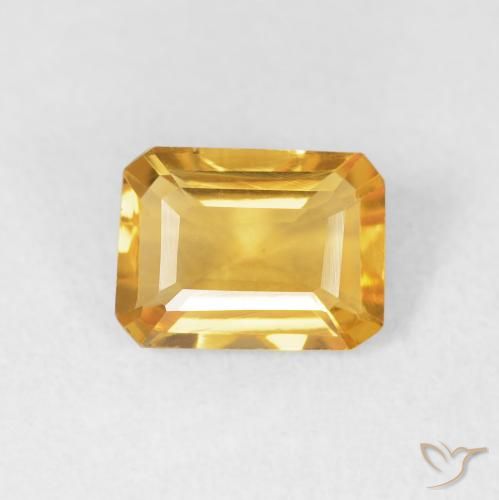 1.18ct 자연스러운 브라이트 골드 황수정, 에메랄드 컷, VVS