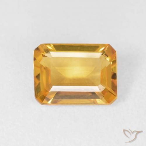 1.49ct 자연스러운 Medium Light Orange-Gold 황수정, 에메랄드 컷, VVS