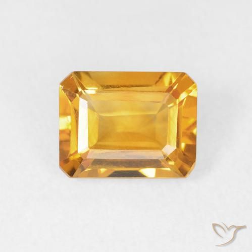 1.49ct 자연스러운 오렌지-골드 황수정, 에메랄드 컷, VVS-VS