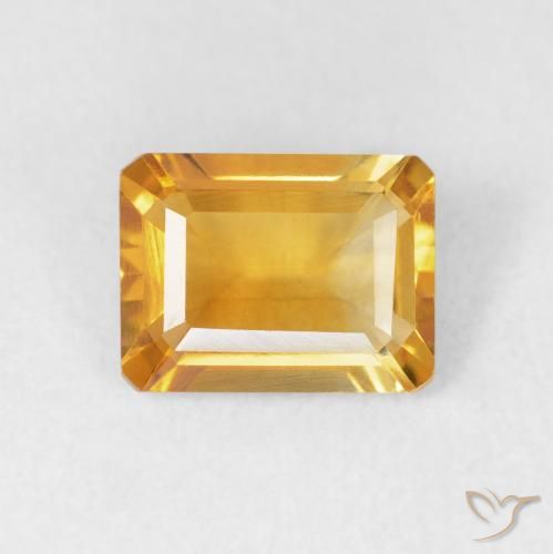 1.51ct 자연스러운 골든 오렌지 황수정, 에메랄드 컷, VVS-VS