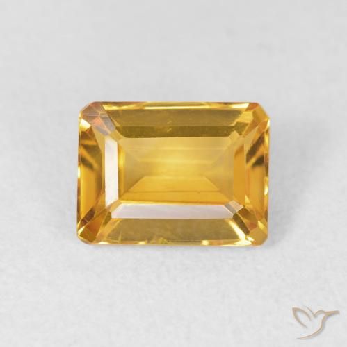 1.58ct 자연스러운 미디엄 골든 황수정, 에메랄드 컷, VVS-VS
