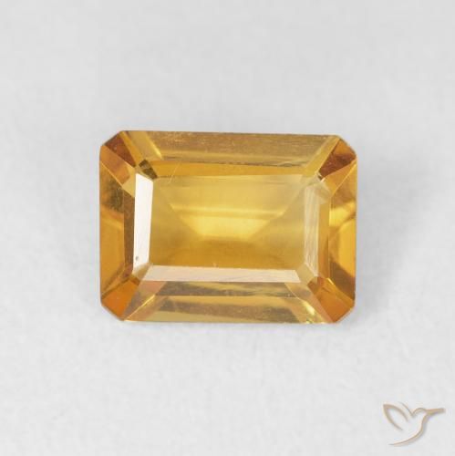 1.29ct 자연스러운 딥 골든 오렌지 황수정, 에메랄드 컷, VVS-VS