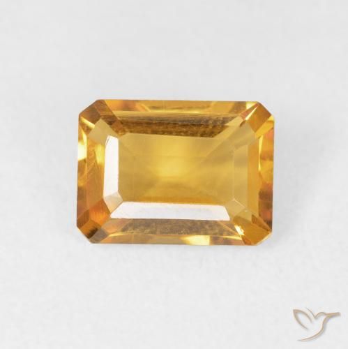 1.40ct 자연스러운 Medium Light Orange-Gold 황수정, 에메랄드 컷, VVS