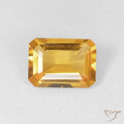 1.15ct 자연스러운 Medium Light Orange-Gold 황수정, 에메랄드 컷, VVS