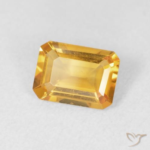 1.15캐럿 천연 Medium Light Orange-Gold 황수정, 옥타곤 / 에메랄드 컷, VVS