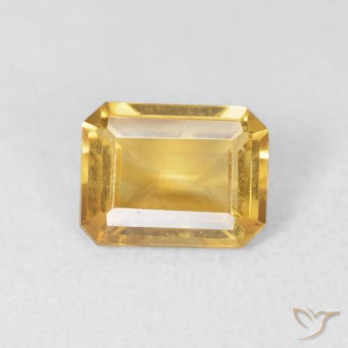 1.25ct 자연스러운 미디엄 골드 황수정, 에메랄드 컷, VVS