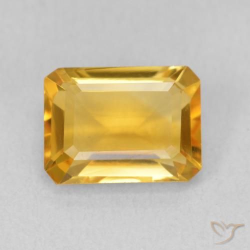 1.54ct 자연스러운 Medium Light Orange-Gold 황수정, 에메랄드 컷, VVS