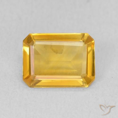 1.09ct 자연스러운 미디엄 골든 황수정, 에메랄드 컷, VVS