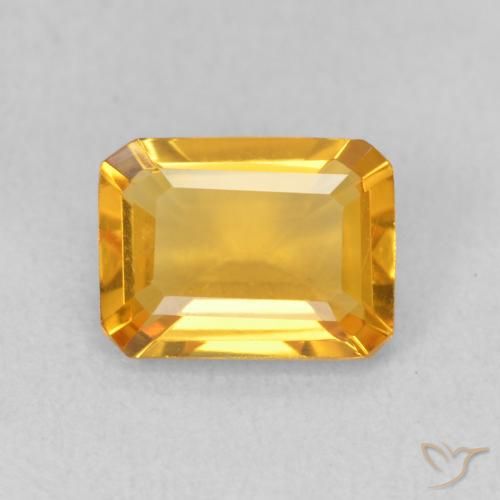 1.21ct 자연스러운 Medium Light Orange-Gold 황수정, 에메랄드 컷, VVS