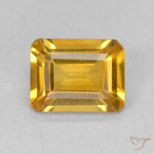 1.38ct 자연스러운 딥 골든 오렌지 황수정, 에메랄드 컷, VVS-VS