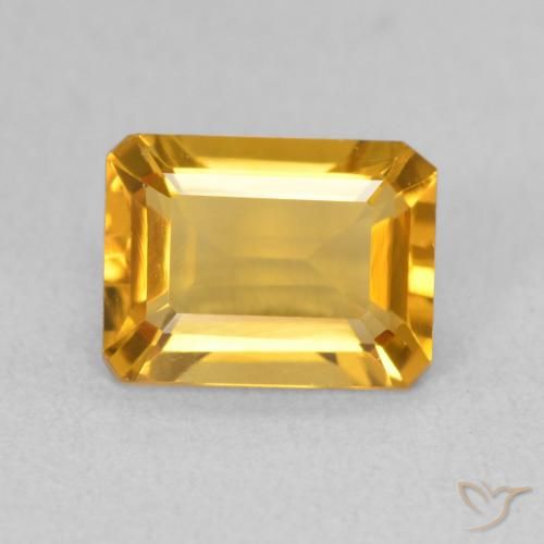 1.41ct 자연스러운 딥 골든 오렌지 황수정, 에메랄드 컷, VVS
