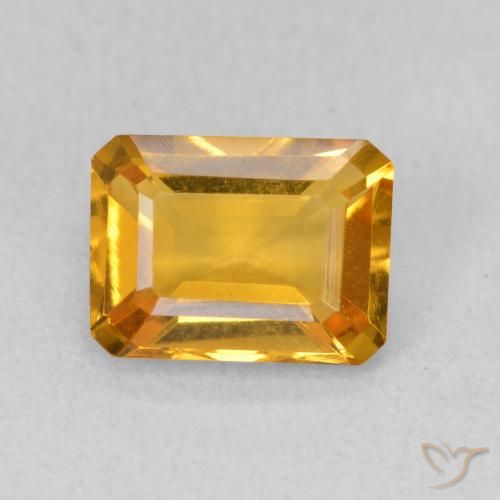 1.42ct 자연스러운 미디엄 오렌지-골드 황수정, 에메랄드 컷, VVS