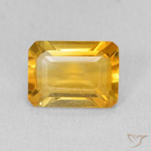 1.26ct 자연스러운 미디엄 골든 황수정, 에메랄드 컷, VVS