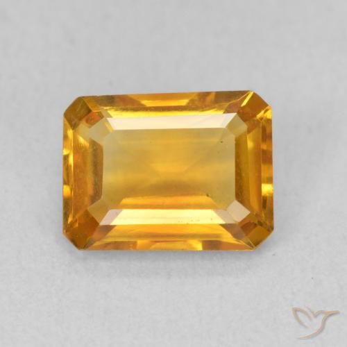 1.34ct 자연스러운 딥 오렌지-골드 황수정, 에메랄드 컷, VVS