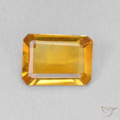 0.93ct 자연스러운 딥 오렌지-골드 황수정, 에메랄드 컷, VVS