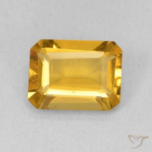 1.35ct 자연스러운 딥 골든 오렌지 황수정, 에메랄드 컷, VVS-VS