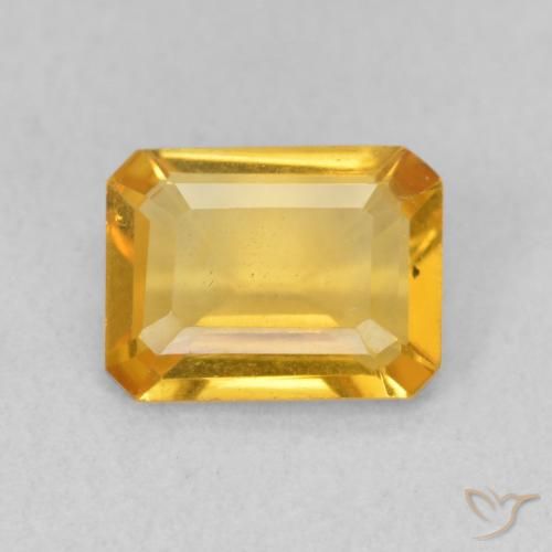 1.24ct 자연스러운 미디엄 골든 황수정, 에메랄드 컷, VVS-VS