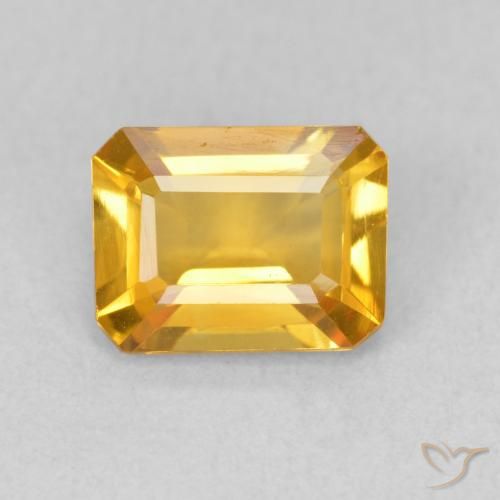 1.29ct 자연스러운 미디엄 골든 황수정, 에메랄드 컷, VVS-VS
