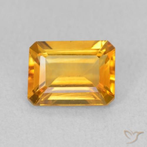 1.42ct 자연스러운 딥 오렌지-골드 황수정, 에메랄드 컷, VVS