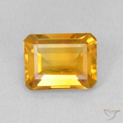 1.34ct 자연스러운 Medium Light Orange-Gold 황수정, 에메랄드 컷, VVS-VS