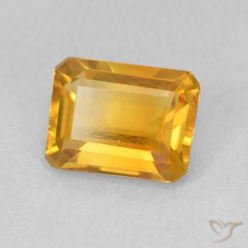 1.34캐럿 천연 Medium Light Orange-Gold 황수정, 옥타곤 / 에메랄드 컷, VVS-VS