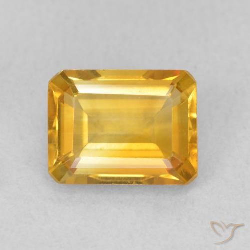 1.48ct 자연스러운 미디엄 골든 황수정, 에메랄드 컷, VVS