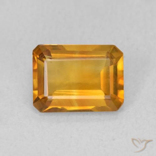 1.12ct 자연스러운 다크 오렌지-골드 황수정, 에메랄드 컷, VVS-VS