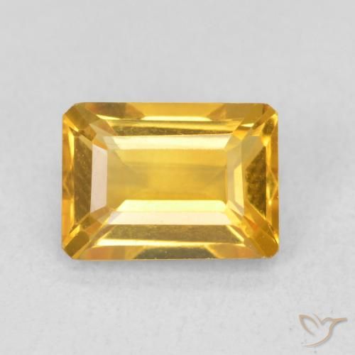 1.45ct 자연스러운 딥 골든 오렌지 황수정, 에메랄드 컷, VVS