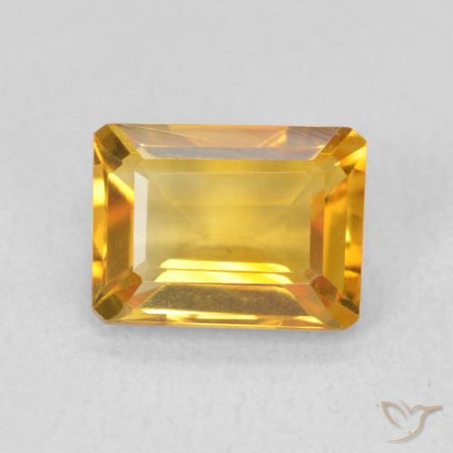1.39ct 자연스러운 다크 골든 황수정, 에메랄드 컷, VVS