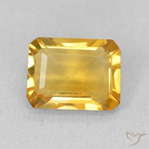 1.46ct 자연스러운 미디엄 골드 황수정, 에메랄드 컷, VVS